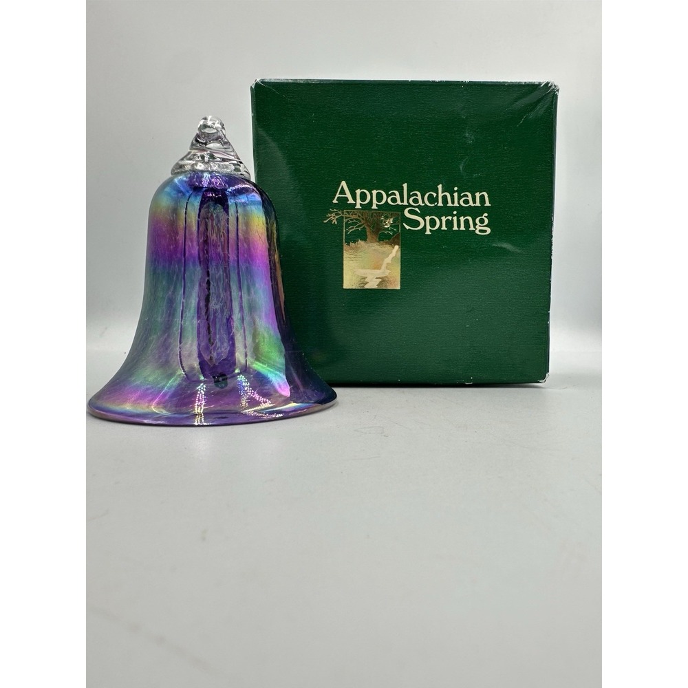 Hand Blown Iridescent Art Glass Bell Ornament Appalachian Spring‎ Studio Glass